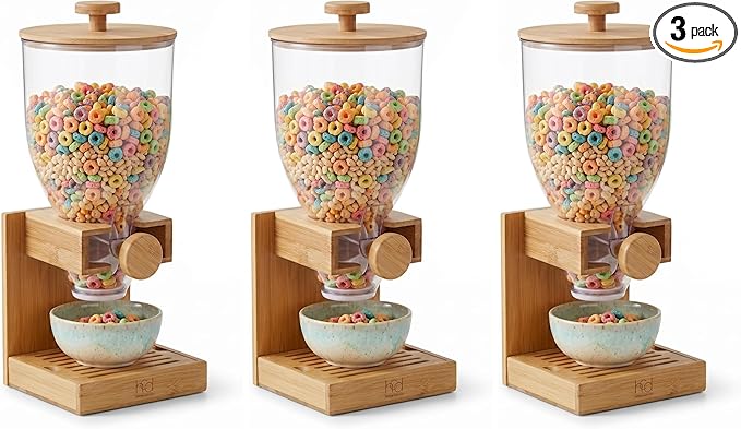 Honey Can Do Bamboo Cereal Dispenser, Natural KCH-09385 Natural, 17.5 oz (Pack of 3)