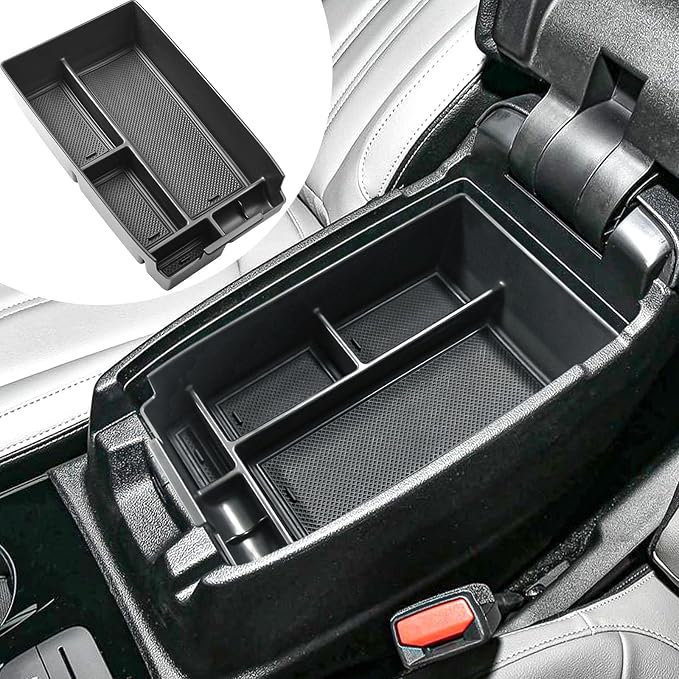 TACORBO Center Console Organizer Compatible with Ford Escape 2020-2025 2026 and 2021-2024 2025 Bronco Sport Accessories, CX430 4-Door Insert Tray, Armrest Secondary Storage Box, Black Trim