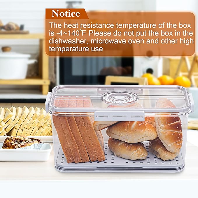 ANYPROLUS Bread Box for Homemade Bread Boxes for Kitchen Counter Airtight, Time Recording Bread Storage Container with Lid, Bread Containers Storage Airtight Loaf Bread Keeper, White
