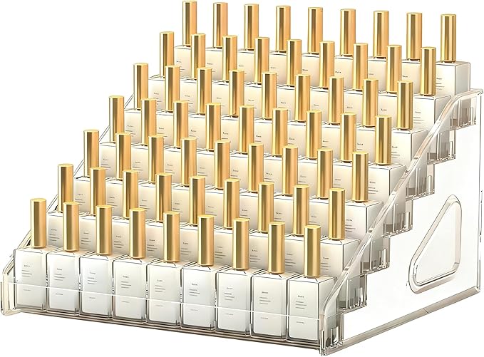 Nail Polish Rack, 7 Layers Clear Acrylic Nail Polish Storage Organizer Display, Freestanding Makeup Caddy for Sunglasses, Cosmetics