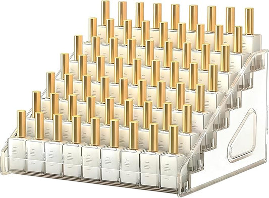 Nail Polish Rack, 7 Layers Clear Acrylic Nail Polish Storage Organizer Display, Freestanding Makeup Caddy for Sunglasses, Cosmetics