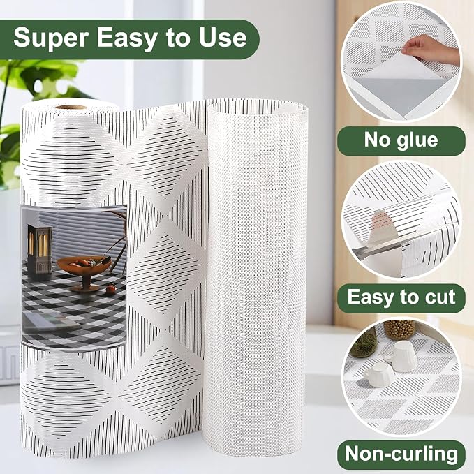 Shelf Liner and Cabinet Liner for Kitchen, Non-Slip Non-Adhesive Drawer Liners for Cabinets and Cupboard, Dresser, Shelves, Tool Box, Pantry, Thickened Easy Install, Strong Grip, 17.5in x 10FT, Gray