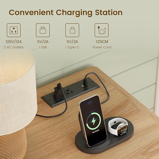 TEENFON Nightstands Set of 2 with Charging Station & LED Lights, Curved Corner Bedside Table 21.7" W, 2 Drawers & Open Shelf, USB-C & USB Ports, Natural, Storage End Table for Bedroom/Living Room
