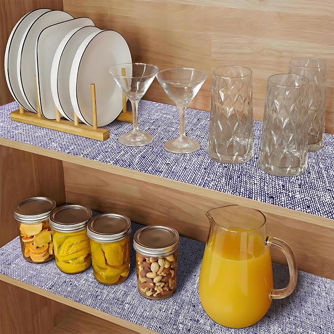 Shelf and Drawer Liner for Kitchen Cabinets 17.7'' X 96'' Non Adhesive Shelf Paper Strong Grip Anti Slip Cabinet Liners for Shelves, Oil-Proof Waterproof Cupboard Liner