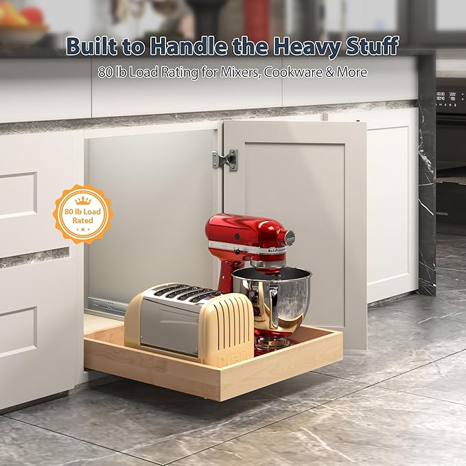 Pull Out Drawers for Cabinets - Birch Wood Pull-Out Drawer 29" W x 21" D - Soft Close Slide Out Shelves for Kitchen Cabinets & Pantry Cabinet Organizer, Heavy Duty, Full-Extension