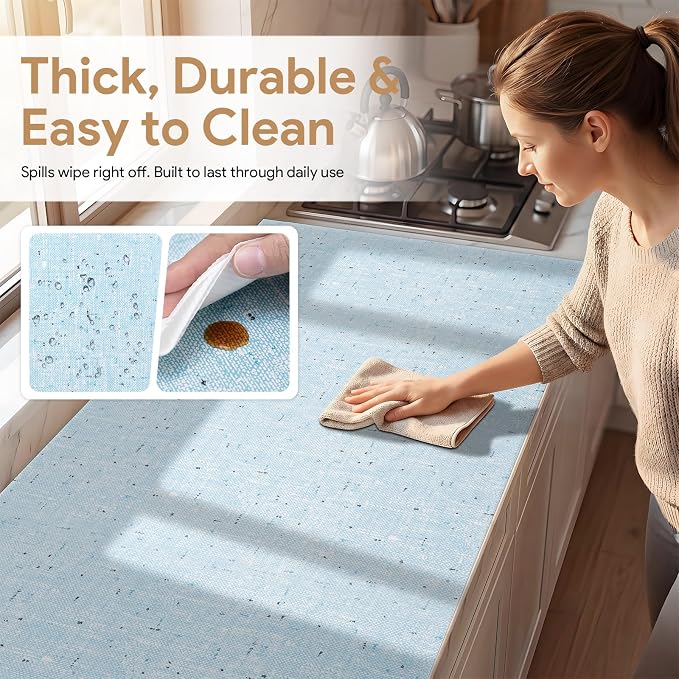 20'' X 144'' Blue Shelf Liner Drawer Liner for Kitchen Cabinet Non Adhesive, Strong Grip Anti Slip Cabinet Liners for Shelves, Oil-Proof Waterproof Cupboard Liner
