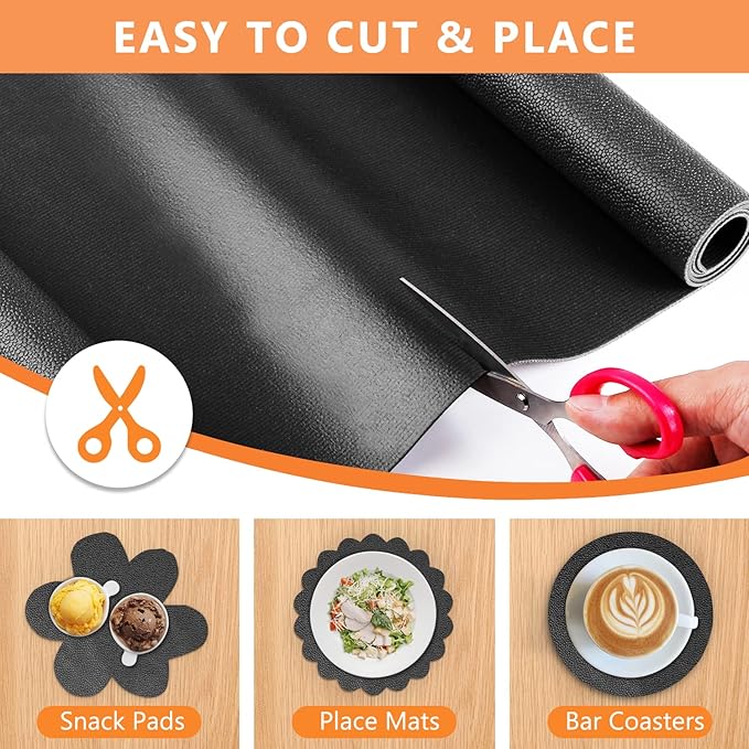 WochiTV Shelf Liner for Cabinets, Drawer Non Adhesive Non Slip Foam Mat for Kitchen, Pantry, Bathroom, Cupboard, Garage, Closet, Shelves, Drawer, Tool Box, Black 17.5 x 354 inches