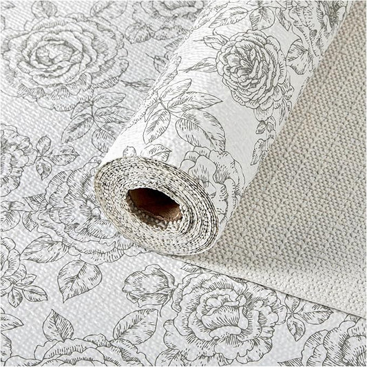 Drawer and Shelf Liner, Non-Slip Kitchen Cabinet Liners Non-Adhesive Thick Strong Grip Waterproof Washable Mats Protect Dresser Shelves Cupboard Bathroom Cabinets, Rose, 18 in X 10 FT