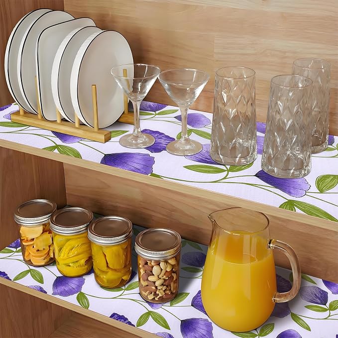 Shelf and Drawer Liner for Kitchen Cabinets 12'' X 120'' Non Adhesive Shelf Paper Strong Grip Anti Slip Cabinet Liners for Shelves, Oil-Proof Waterproof Cupboard Liner