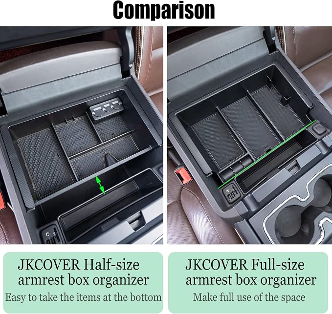 JKCOVER Compatible with Chevy Silverado/GMC Sierra 2014-2018 and Chevy Tahoe Suburban/GMC Yukon 2015-2020 Center Console Organizer Tray Accessories-Full Console w/Bucket Seats ONLY - (Black Trim)