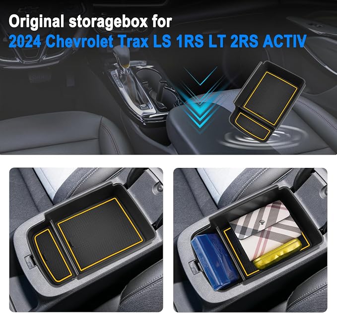 SHAOHAO 2025 2026 Chevy Trax Center Console Organizer Tray Compatible with 2024 2025 2026 Chevy Trax Accessories (LS/1RS/LT/2RS/ACTIV) Armrest Storage Box Organizer 2024 2025 2026 Trax Insert Tray