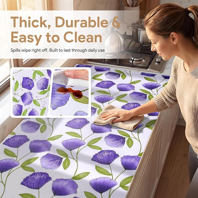 Shelf and Drawer Liner for Kitchen Cabinets 12'' X 120'' Non Adhesive Shelf Paper Strong Grip Anti Slip Cabinet Liners for Shelves, Oil-Proof Waterproof Cupboard Liner