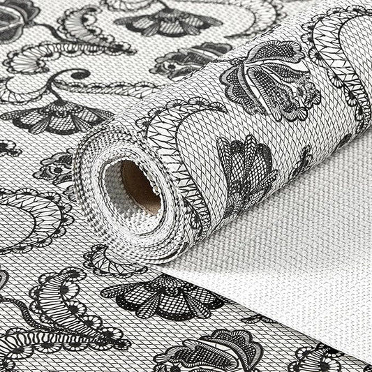 Drawer and Shelf Liner, Non-Slip Kitchen Cabinet Liners Non-Adhesive Thick Strong Grip Waterproof Washable Mats Protect Dresser Shelves Cupboard Bathroom Cabinets, Boho: Floral, 18 in X 10 FT