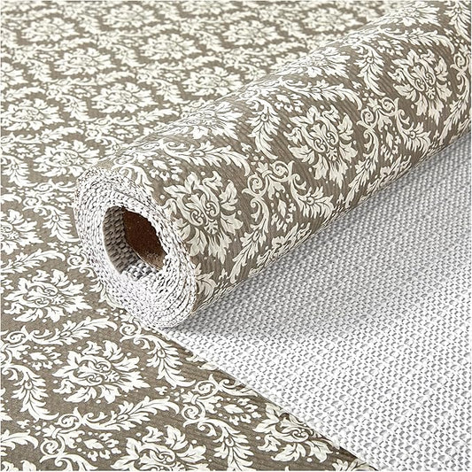 Drawer and Shelf Liner, Non-Slip Kitchen Cabinet Liners Non-Adhesive Thick Strong Grip Waterproof Washable Mats Protect Dresser Shelves Cupboard Bathroom Cabinets, Boho: Beige, 18 in X 30 FT