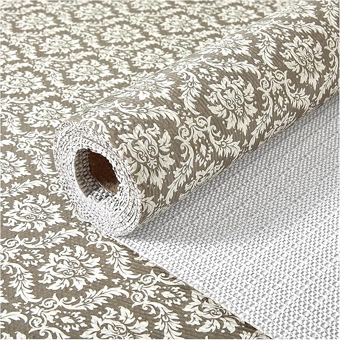 Drawer and Shelf Liner, Non-Slip Kitchen Cabinet Liners Non-Adhesive Thick Strong Grip Waterproof Washable Mats Protect Dresser Shelves Cupboard Bathroom Cabinets, Boho: Beige, 18 in X 10 FT