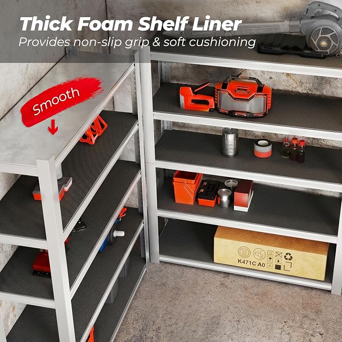 PABUSIOR Toolbox Drawer Liner 24 Inch: Large Non Slip Tool Box Shelf Liners for Under Sink - 5MM Thick Foam Heavy Duty Cabinet Mats for Garage Shelves 24" W x 197" L Black