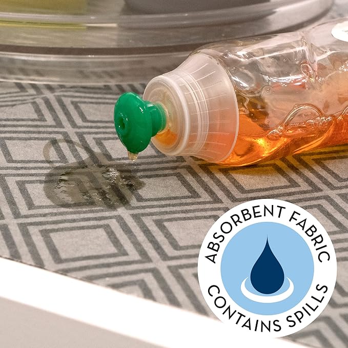S&T INC. Under Sink Mat, Shelf Liner for Kitchen Cabinet Non-Adhesive, Water-Resistant Drawer or Cabinet Liner, 24 Inches x 48 Inches, Geo, 1 Pack