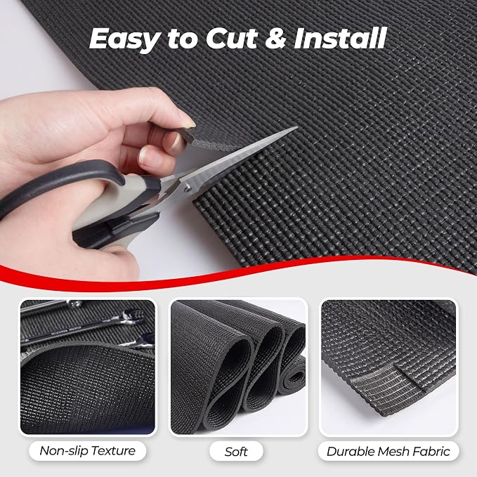 PABUSIOR Toolbox Liner 16" Wide: Heavy Duty Foam Tool Box Drawer Protector Mats - 5MM Thick Non Slip Cabinet Shelf Liners for Garage Shelves 16" W x 197" L Black