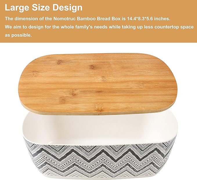 Bread Box For Kitchen Countertop,Bread Box with Cutting Board Lid Made with Bamboo Fiber,Bread Container Holder Keeper Keep Fresh I14.4x8.3x5.6 in……