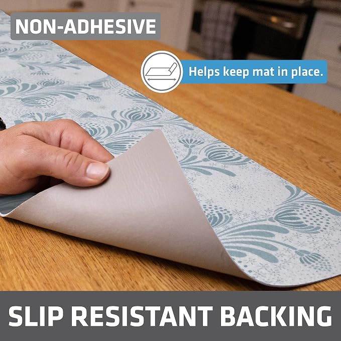 Drymate Premium Luxury Shelf & Drawer Liner, Thick Cushioned Fabric, Non-Adhesive, Absorbent, Waterproof, Slip-Resistant, Liners for Kitchen Cabinets, Cupboards (USA Made)(12”x59”)(2-Pack)(Light Blue)