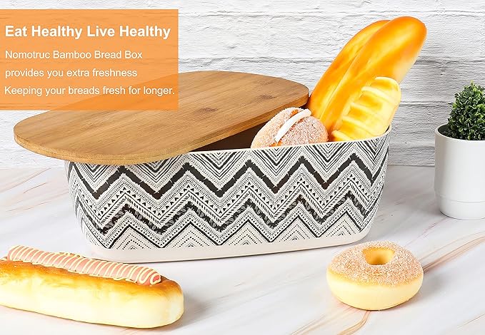 Bread Box For Kitchen Countertop,Bread Box with Cutting Board Lid Made with Bamboo Fiber,Bread Container Holder Keeper Keep Fresh I14.4x8.3x5.6 in……