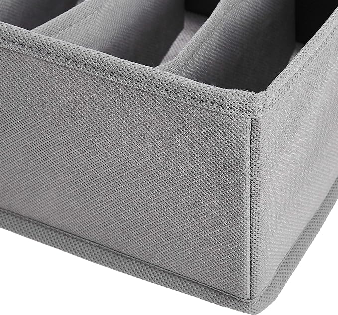 Amazon Basics Deep Drawer Organizer for Clothes, Collapsible Storage Boxes for Socks, Underwear and Baby Items, Set of 4, Gray | Pack of 2