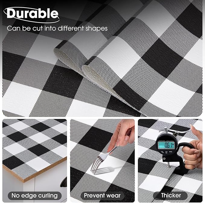 Drawer and Shelf Liner, Non-Slip Kitchen Cabinet Liners Non-Adhesive Thick Strong Grip Waterproof Washable Mats Protect Dresser Shelves Cupboard Bathroom Cabinets, Buffalo Plaid, 12 in X 10 FT