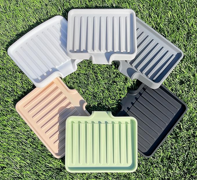 Silicone Soap Dish Tray and Sponge Holder with Drain Chute, Rectangular, Kitchen and Bathroom Sink Organizer (Mocha, 5.2"x4" (Set of 2), 7.2 Ounces)