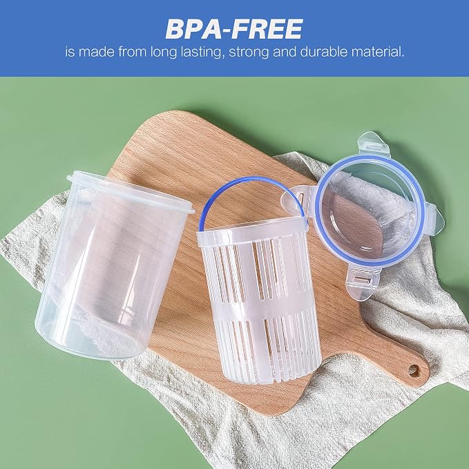 Pickle Jar 24oz 2Pack Pickle container with strainer Pickle Holder Keeper Lifter, pickle storage container suitable for pickling small jars of kimchi, Flip Jar with Leak Proof and Lock It Lid