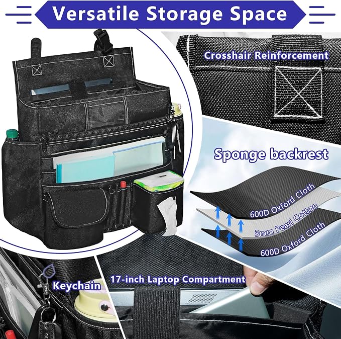 LIWSHWZ Seat Organizer Front Seat,Patrol Bag Law Enforcement with Large Storage,Universal Fit for Front & Back Seats,Dedicated Tablet and 17 Inch Laptop Storage,for Truck Office, Police,Black