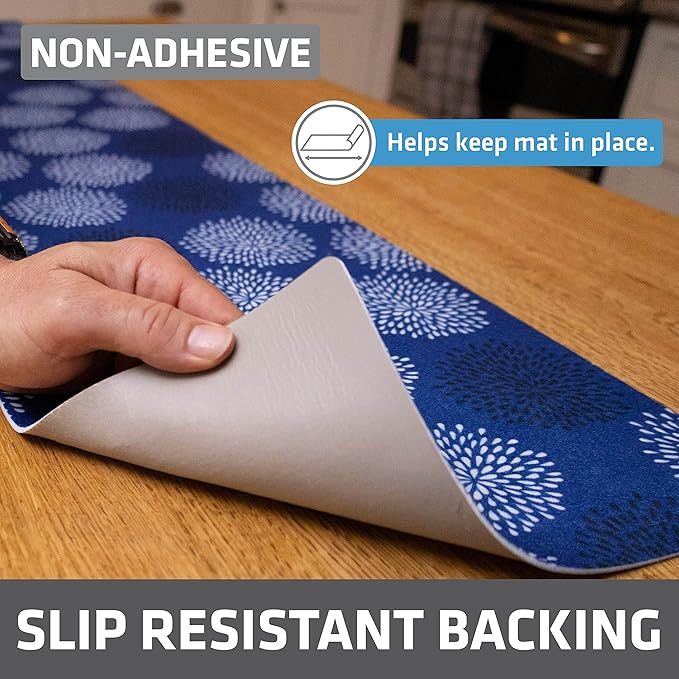 Drymate Premium Luxury Shelf & Drawer Liner, Thick Cushioned Fabric, Non-Adhesive, Absorbent, Waterproof, Slip-Resistant, Liners for Kitchen Cabinets, Cupboards (USA Made)(12”x59”)(24-Pack)(GoodBlue)