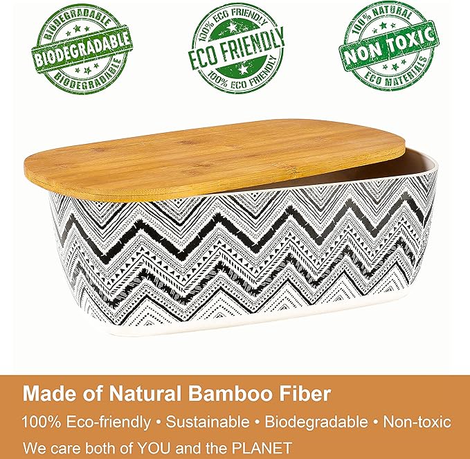 Bread Box For Kitchen Countertop,Bread Box with Cutting Board Lid Made with Bamboo Fiber,Bread Container Holder Keeper Keep Fresh I14.4x8.3x5.6 in……