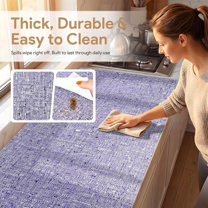 Shelf and Drawer Liner for Kitchen Cabinets 17.7'' X 96'' Non Adhesive Shelf Paper Strong Grip Anti Slip Cabinet Liners for Shelves, Oil-Proof Waterproof Cupboard Liner