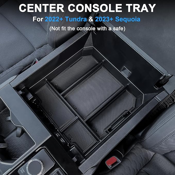 TOPINSTALL 5 Compartments Console Organizer Compatible with 2022-2026 Toyota Tundra/Sequoia 2023-2026, Plastic Armrest Storage Box Full Size Tray (Not for the Console with Safe)