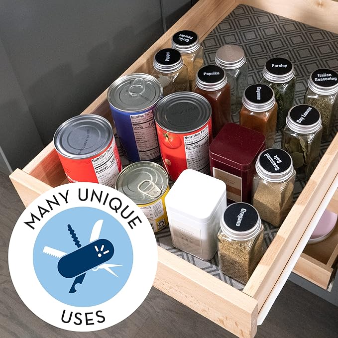S&T INC. Under Sink Mat, Shelf Liner for Kitchen Cabinet Non-Adhesive, Water-Resistant Drawer or Cabinet Liner, 24 Inches x 48 Inches, Geo, 1 Pack