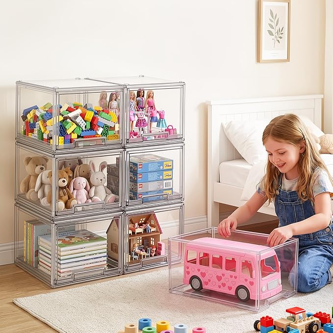 Large Clear Stackable Storage Drawers, 3 Pack Acrylic Organizer Bins for Closet, Bathroom, Kitchen, Pantry, Under Sink, Office, Laundry, Vanity, and Toy Organization, Durable Plastic, Smooth Pull-Out