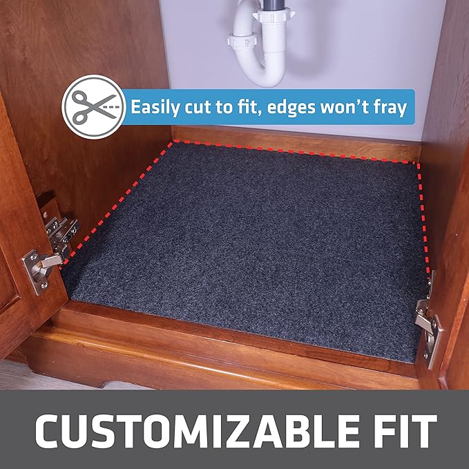 Drymate Premium Under Sink Mat, Waterproof Cabinet Protection Mats for Kitchen & Bathroom, Absorbent Shelf Liners, Slip-Resistant, Non-Adhesive, Machine Washable (USA Made)(24”x29”)(Charcoal)